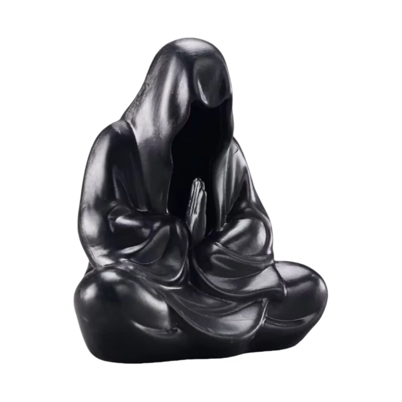 10cm Mysterious Black Clothed Man With No Face Buddha Darkness Sit In Meditation PVC Model Action Figure Statue Dark Anime Model