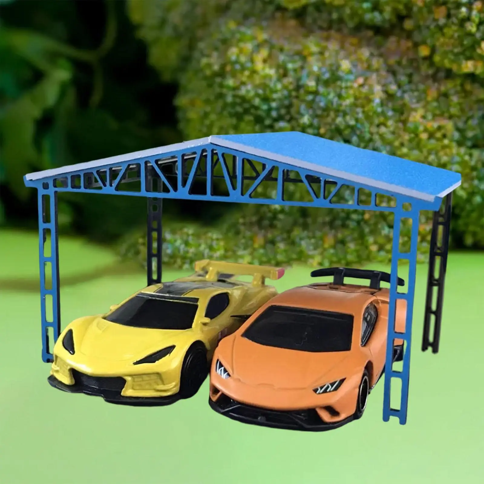 โมเดลโรงจอดรถขนาดเล็ก 1:64 1:87 อุปกรณ์ประกอบฉากถ่ายภาพ อเนกประสงค์ โรงเก็บของขนาดเล็ก ไดโอรามาสำหรับอุปกรณ์ตกแต่งบ้านตุ๊กตา โมเดลชิ้นส่วนริมถนน