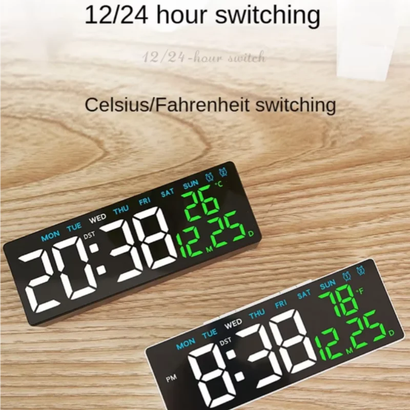 Digital Led Alarm Clock Temperature Date and Week Display Table Clock Night Mode Brightness Adjustable Electronic Alarm Clocks
