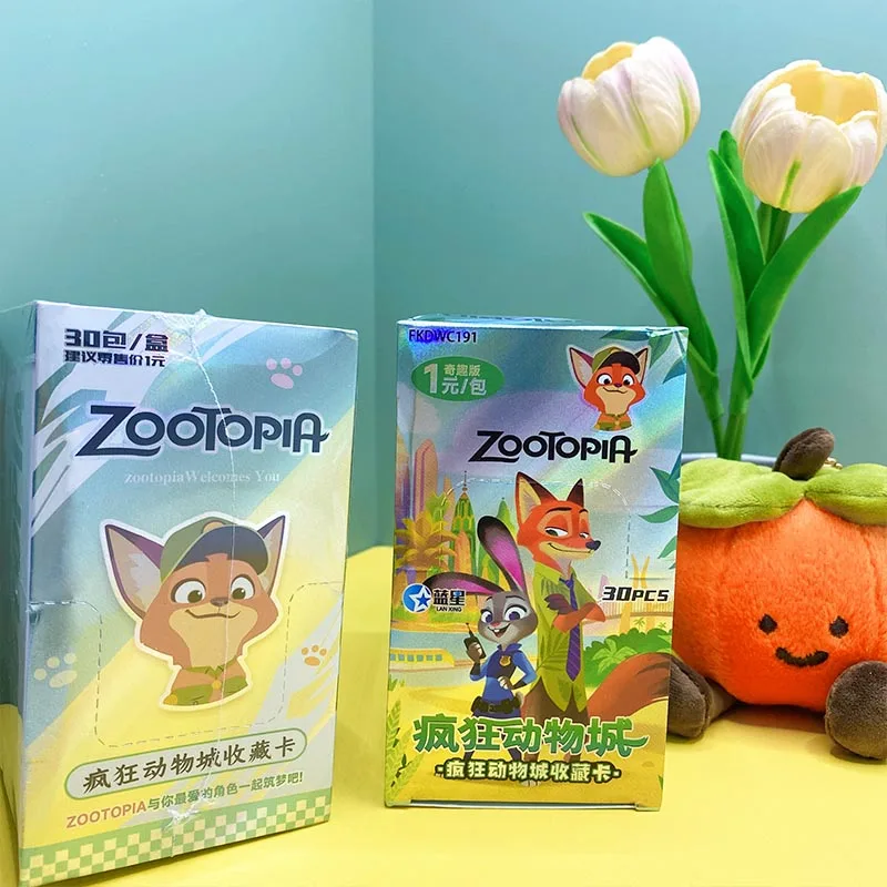 Boîte de boosters de cartes de collection Zootopie, personnages classiques de dessins animés Disney, cartes à collectionner rares, jeux, cadeaux, jouets pour enfants