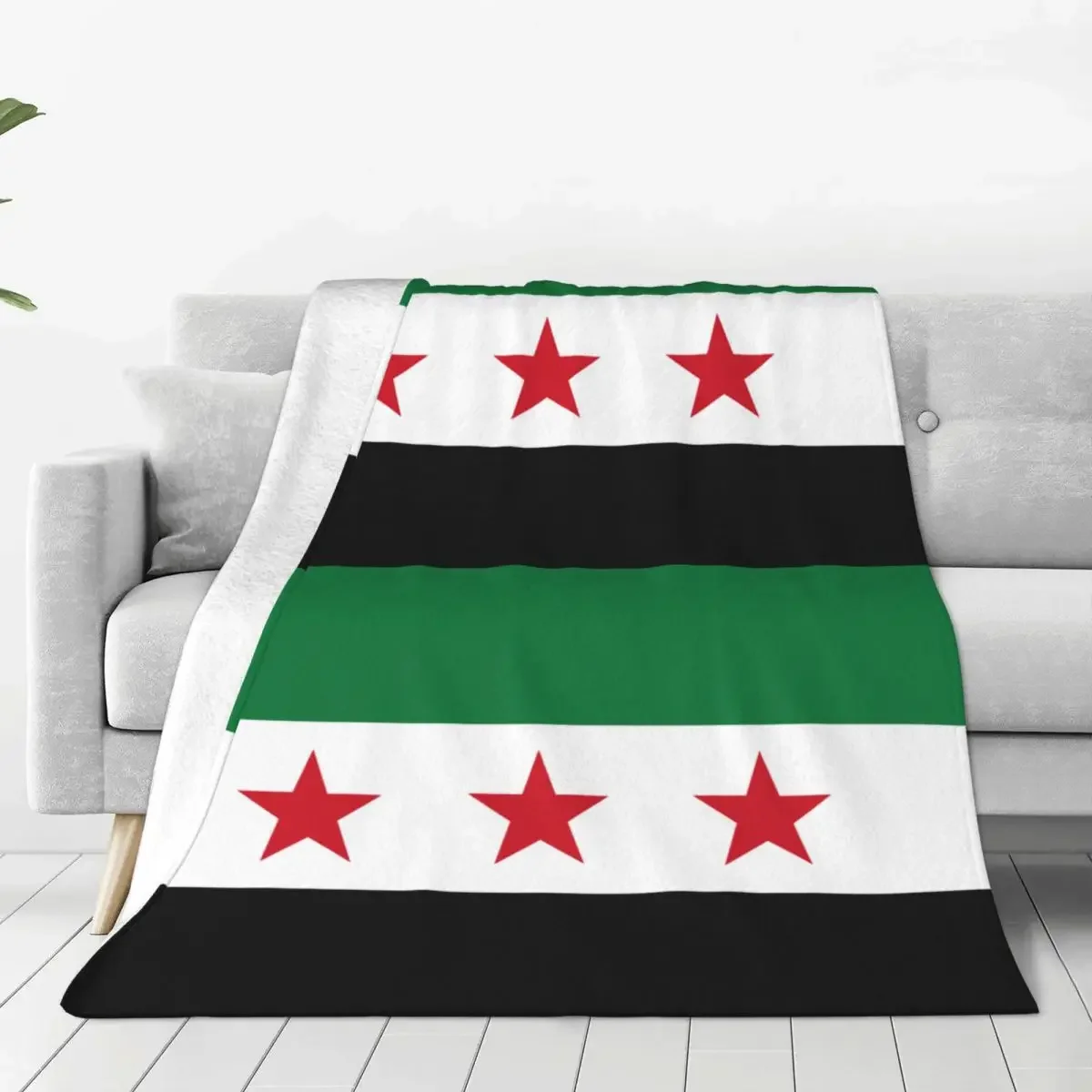 The Syrian Arab Republic Syrian Three Star Blankets Fuzzy Funny Soft Throw Blanket for Bedding Lounge Decoration