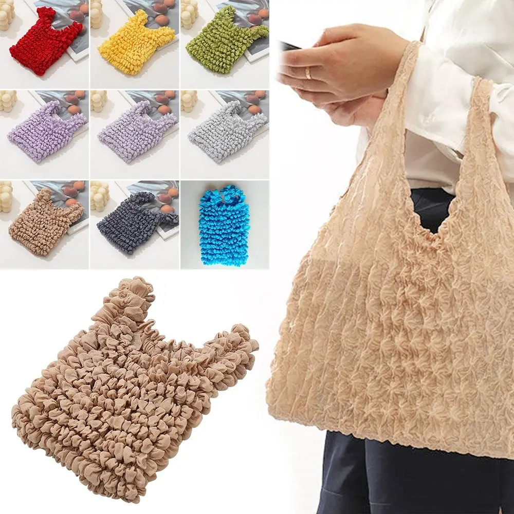 Tote multiuso Bubble Elastic Paddy Bag Fold borsa portaoggetti pieghettata borsa per la spesa Mini Bag borse elastiche flessibili