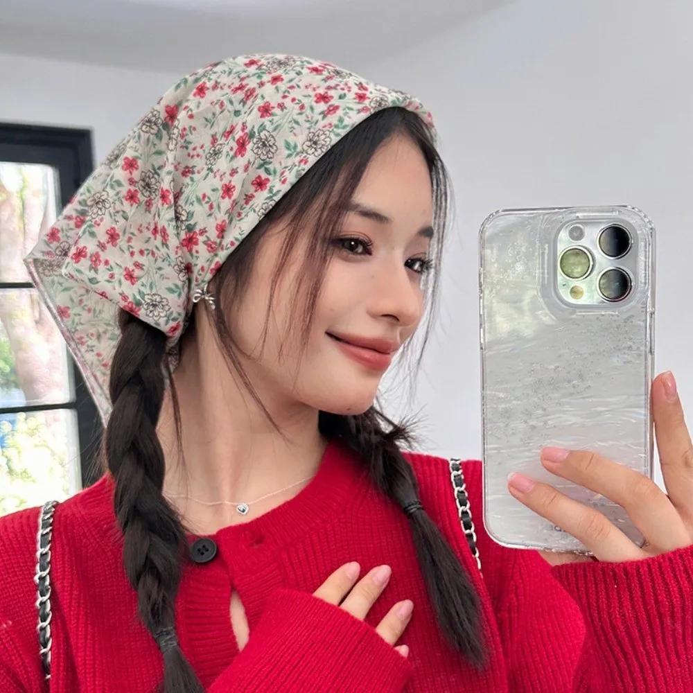 

Fashion 58x58cm Hair Scarf Breathable Soft Silk Scarf Vintage All-match Headband