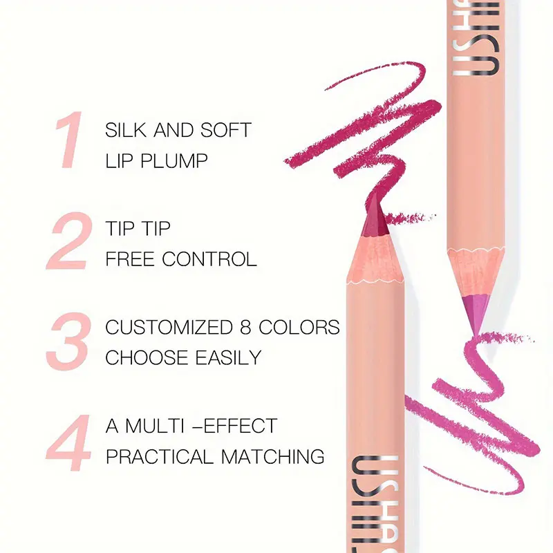 8 Color Waterproof Lip Liner Pencil Natural Long Lasting Lipliner Pen Red Contour Tint Sexy Dark Red Pink Matte Lipstick Pencil