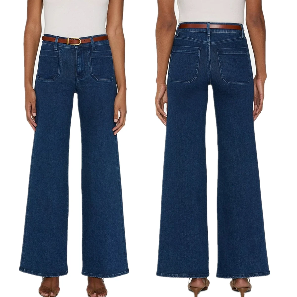 

Jenny&dave 2026 Minimalist High Waist Jeans With Pocket Decoration Casual Commuting And Comfortable Wide-leg Jeans For Women