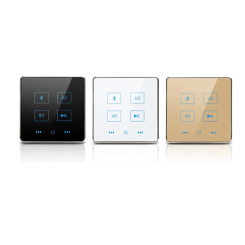 Home Theater Bluetooth Wall Amplifier Touch Screen Music Panel Home Background Audio System Support USB TF Card (Gold) 1Set
