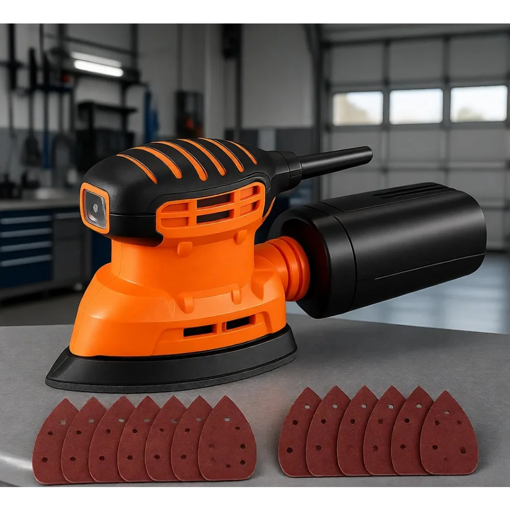 

Компактная эксцентриковая шлифовальная машина 130 Вт с пылеудалением, 12 шлифовальных лент, 12000 об/мин, для деревянных и стальных поверхностей