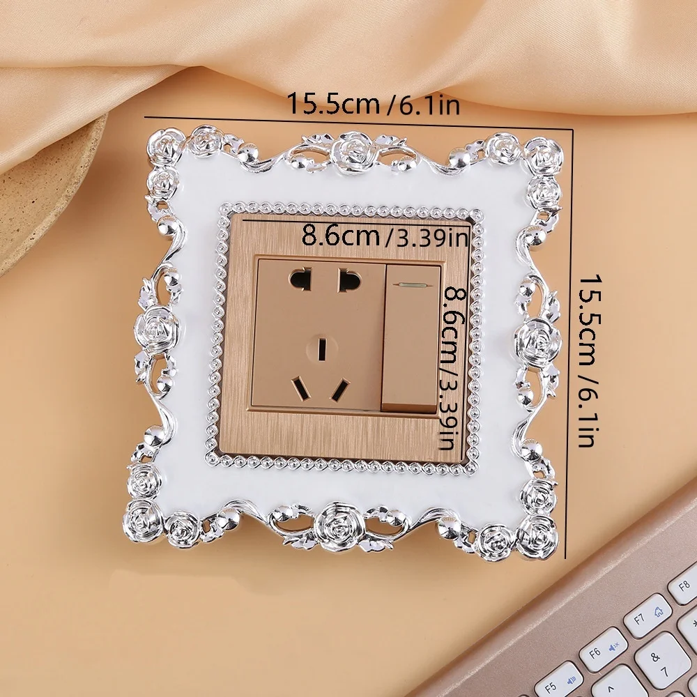 1PC 86mm/172mmx86mm Elegant Rose  Edge Light Switch Cover Single Surround Socket Frame Wall Sticker Office Home Decor Sticker