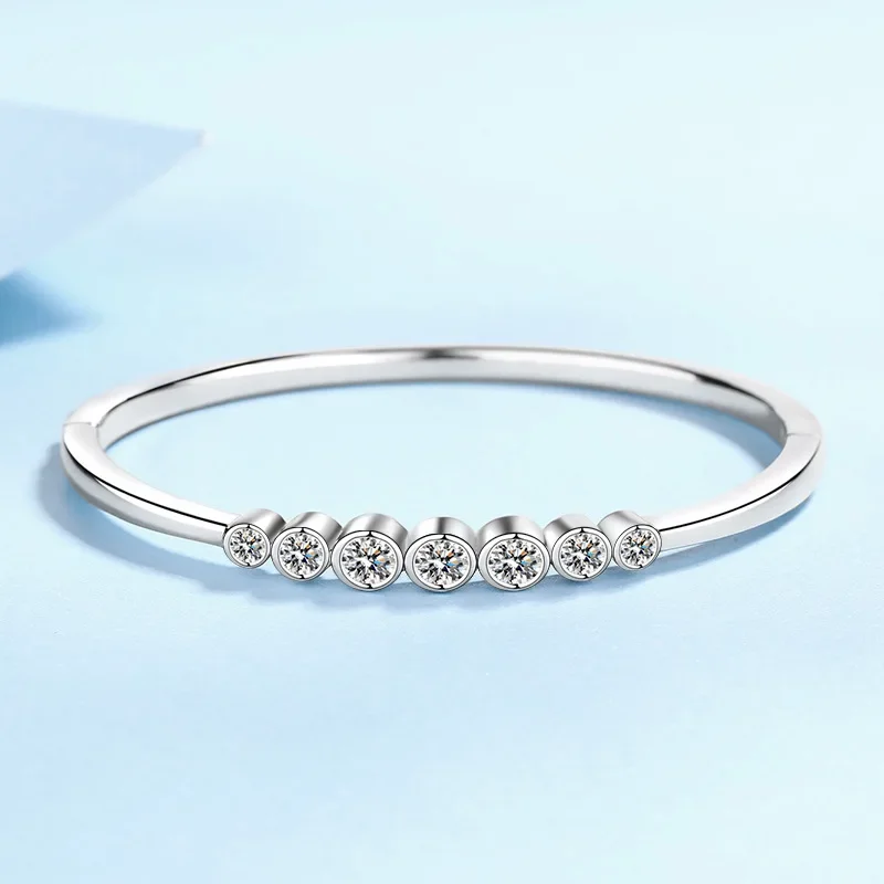 

S925 sterling silver moissanite bracelet women's fashion simple temperament versatile bracelet