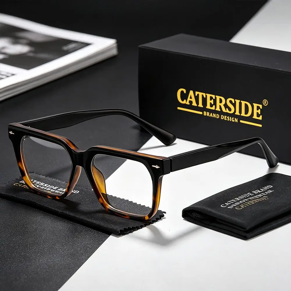 CATERSIDE Neue Modische Herrenbrille Tr90 Quadratischer Rahmen Anti-Blaulicht-Brille Damen Business- und Freizeit-Dekorationsbrille – Detail 16