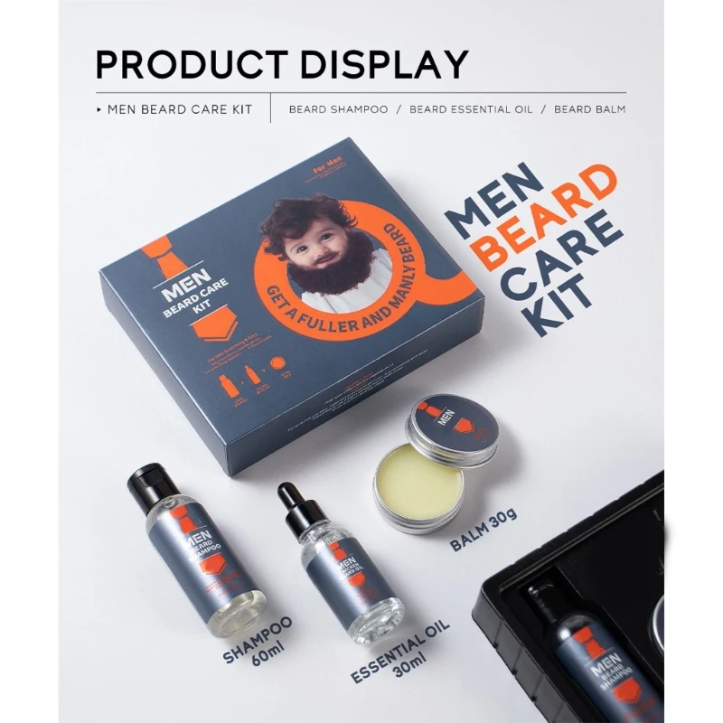 ชุดเคราสำหรับผู้ชาย, น้ำยาล้างเครา, บาล์มเครา, น้ำมันเครา, ชุดแต่งหนวดเคราแบบสมบูรณ์