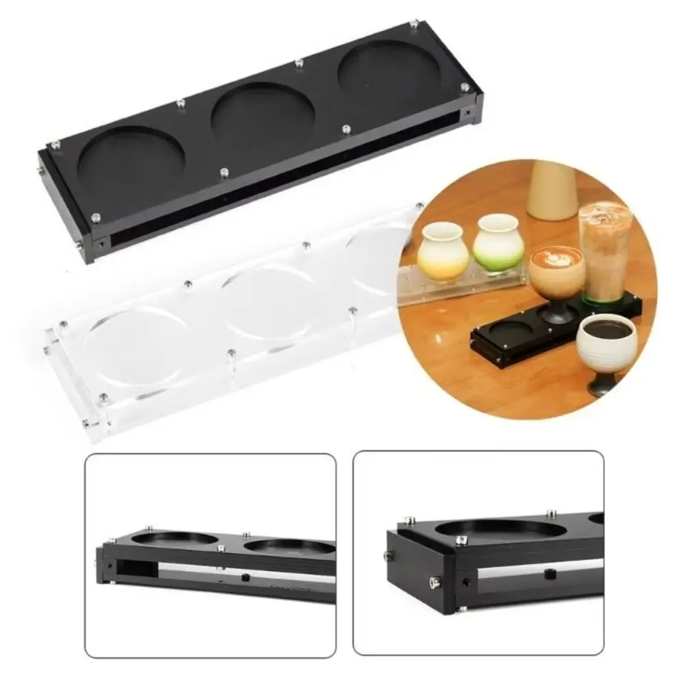 

3-Slots Camping Cup Holder Double-Layer Acrylic Drinks Serving Board Large Capacity Frosted Surface Drink Cup Stand