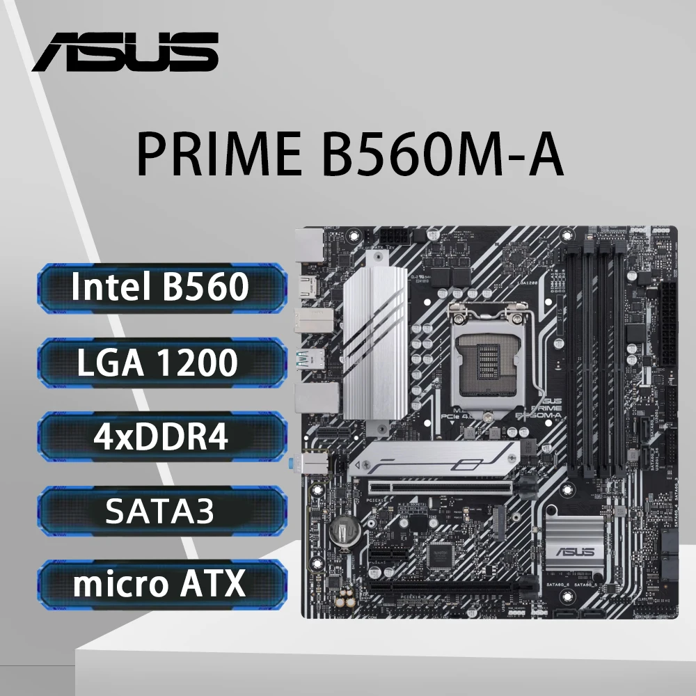 

ASUS PRIME B560M-A Motherboard LGA 1200 Support i9-10900K i7-10700 i5-10600KF i5-10400F i5 10400F CPU DDR4 M.2 RGB HDMI mATX