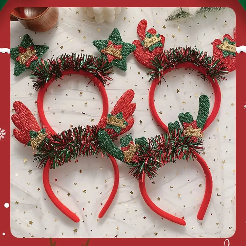 Santa Christmas Hat Christmas Tree Elk Party Dress Up Christmas Decoration Antlers Headband Female Hair Hoop Christmas Headband