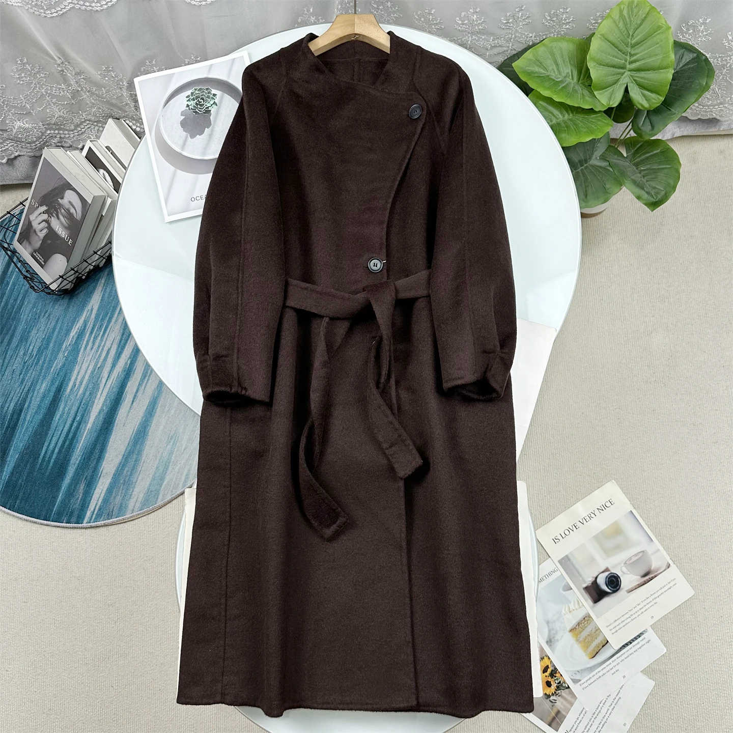 

Зимнее шерстяное пальто JiangXin 2025 с высокой талией, двустороннее, женское, с воротником-стойкой, элегантное, приталенное, верхняя одежда для женщин