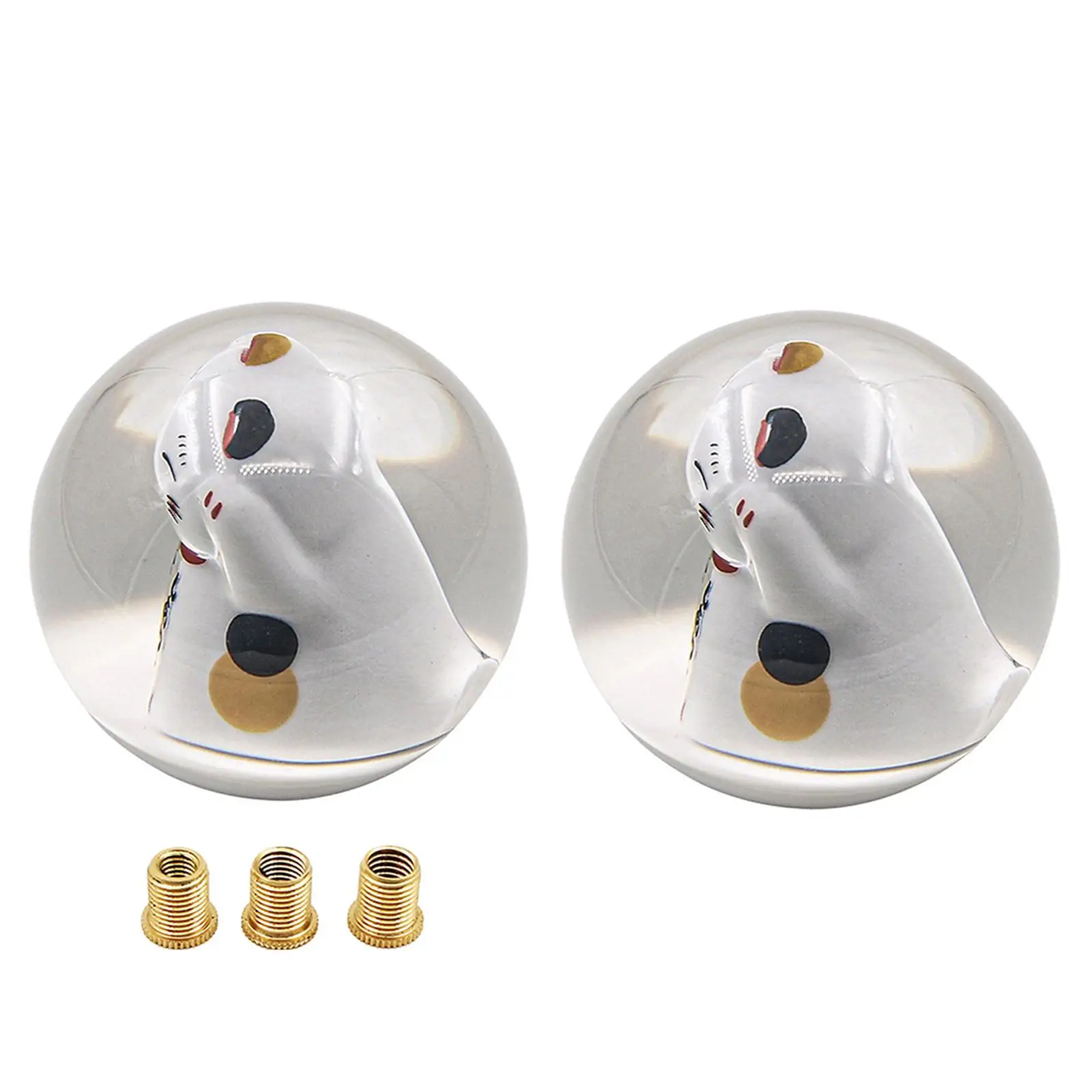 Lucky Cat Manual Round Ball Gear Shift Knob with Adapters M12X1.25 M10X1.25 M8X1.25 Stick Shift Knob Fit for Most Vehicles