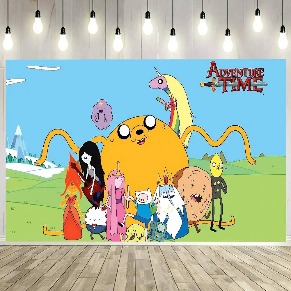 A-Adventure Time 2025 خلفية تصوير للأطفال كعكة عيد ميلاد سحق صورة ديكور خلفية استوديو الصور