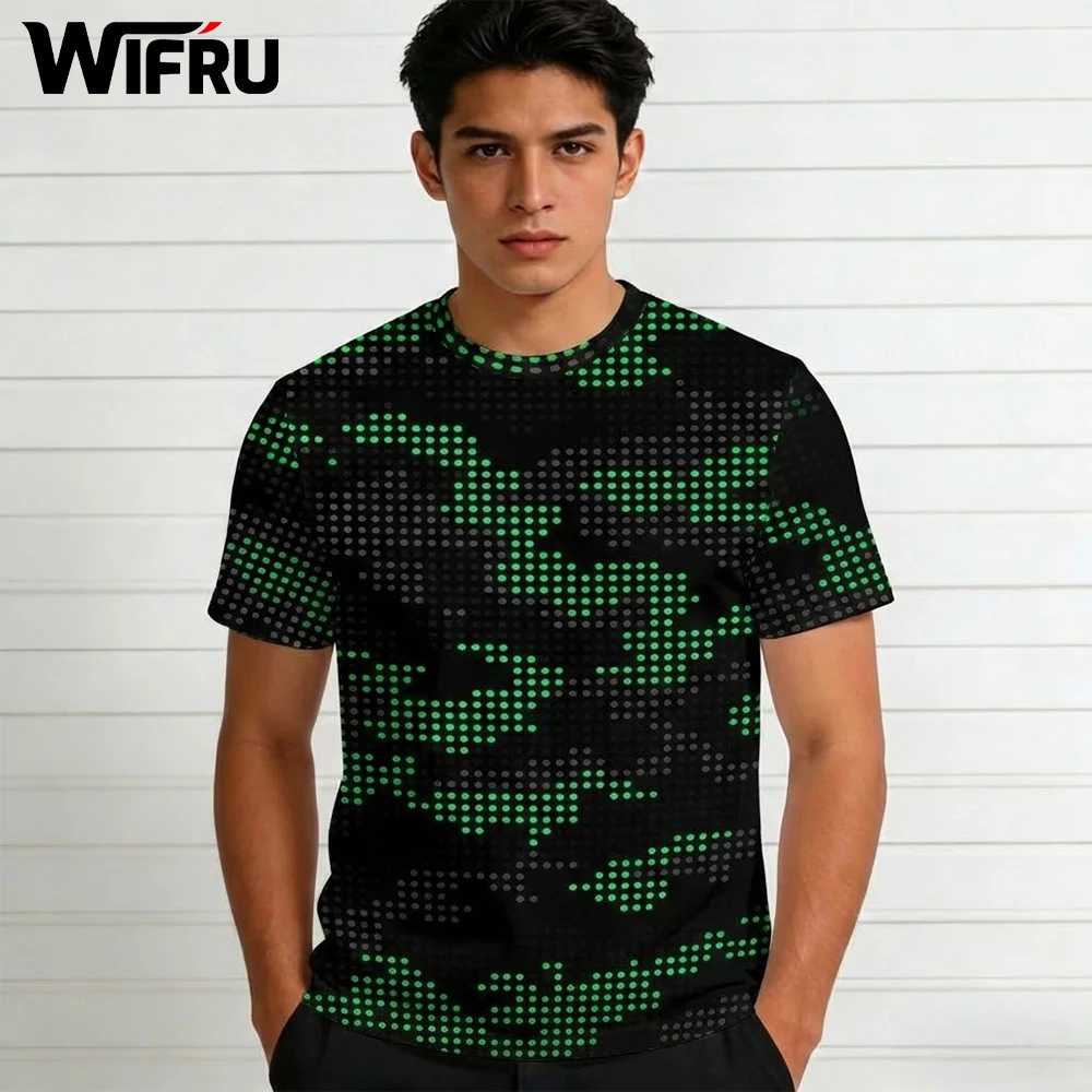 

Камуфляжная футболка с 3D принтом для кемпинга на открытом воздухе, спортивные легкие дышащие футболки с короткими рукавами, мужские базовые топы с круглым вырезом