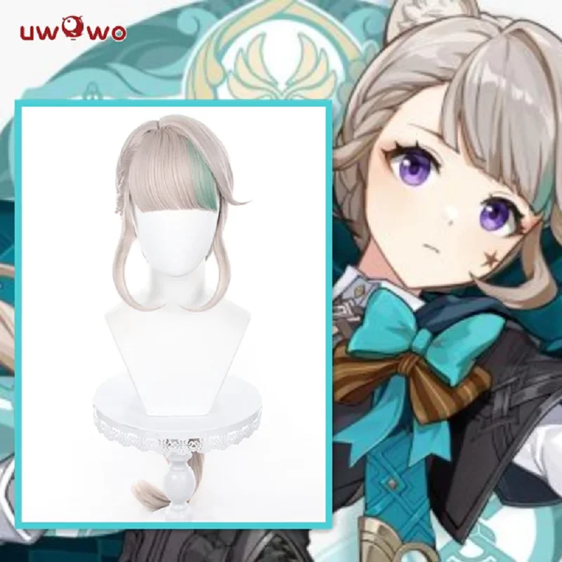 

UWOWO Genshin Impact Lynette Cosplay Wig Silver Highlighted Long Hair Silver Grey 95CM