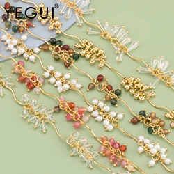 YEGUI C285,diy chain,nickel free,18k gold plated,copper,natural stone,zircons,jewelry making,diy bracelet necklace,50cm/lot