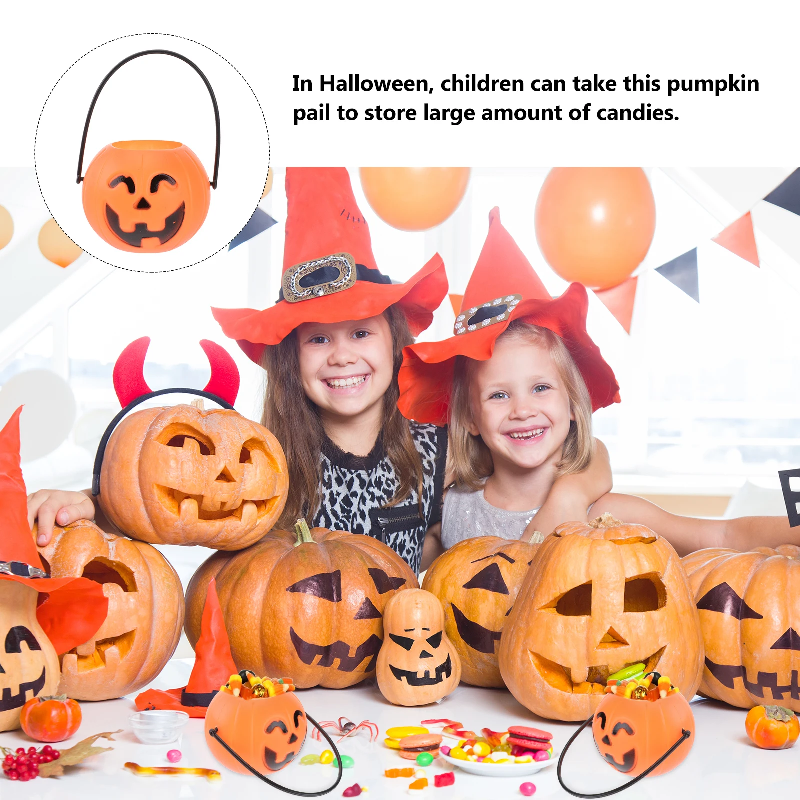 

12Pcs Eco Friendly Halloween Pumpkin Pail Top Class Material Candy Storage for Trick Or Treat Decorations