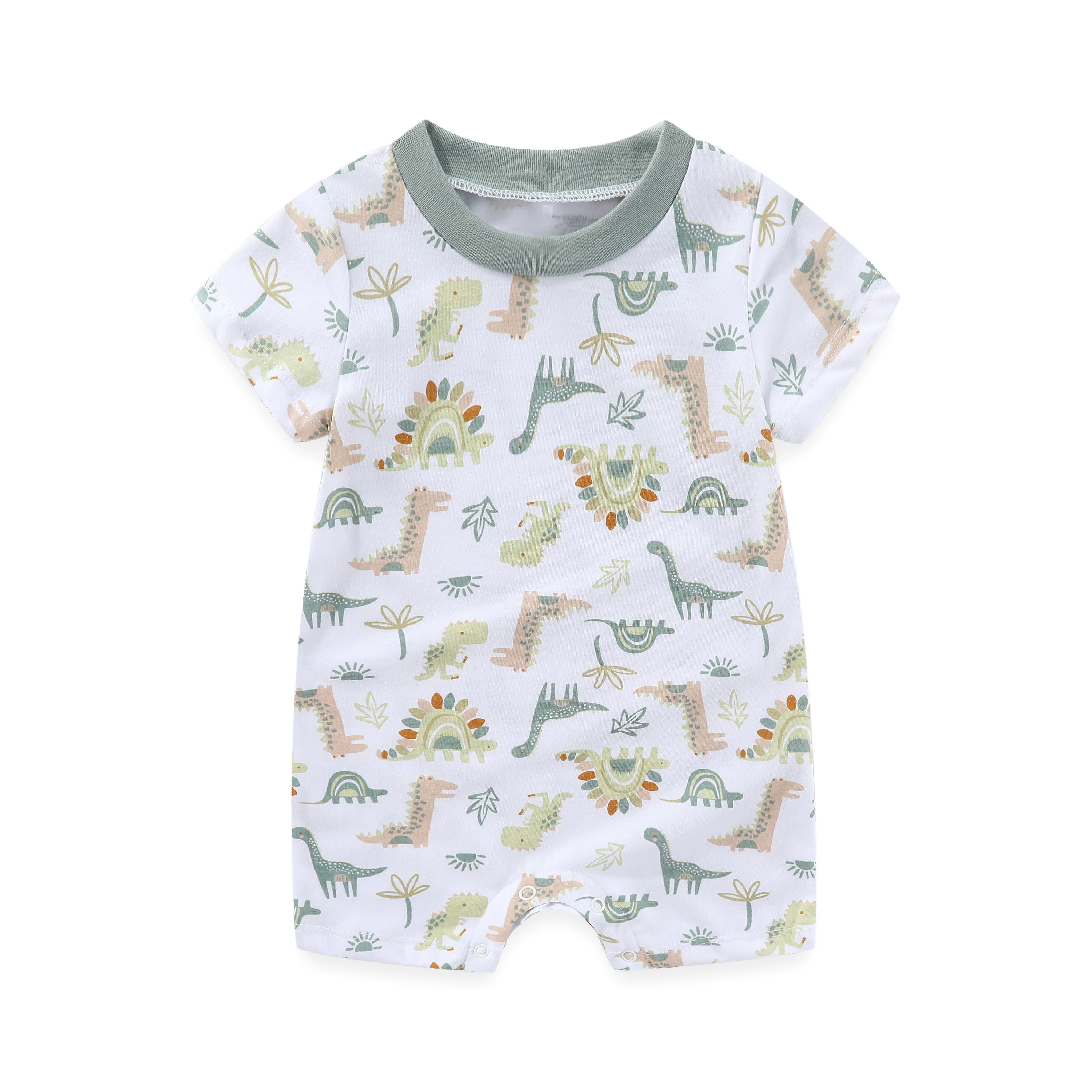 Newborn Baby Dinosaur Jumpsuit 2-Piece Set Of Striped Printed Baby Summer Short Sleeved Clothes