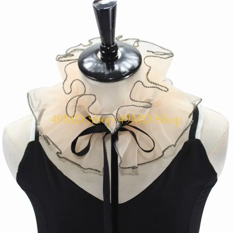 49MD Women Ruffled Collar Perfect For Cosplay, Stage Performances, And Costume Parties Halloween Photo Props