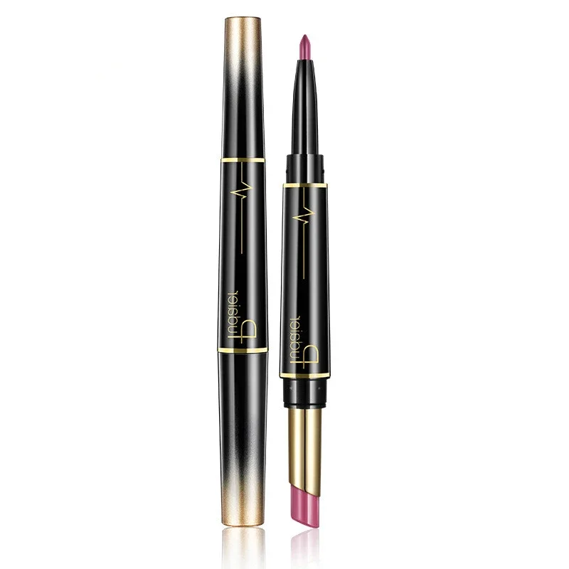 16 Colors 2 In 1 Double-head Matte Lipstick Lip Liner Pen Waterproof Long Lasting Pigments Cosmetic Lips Makeup Tool