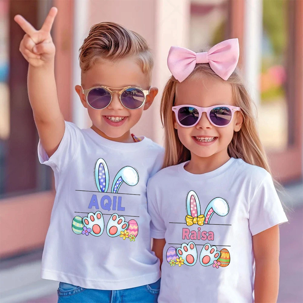 Personalised Kids Easter T-Shirt Toddler Short Sleeve Boys G