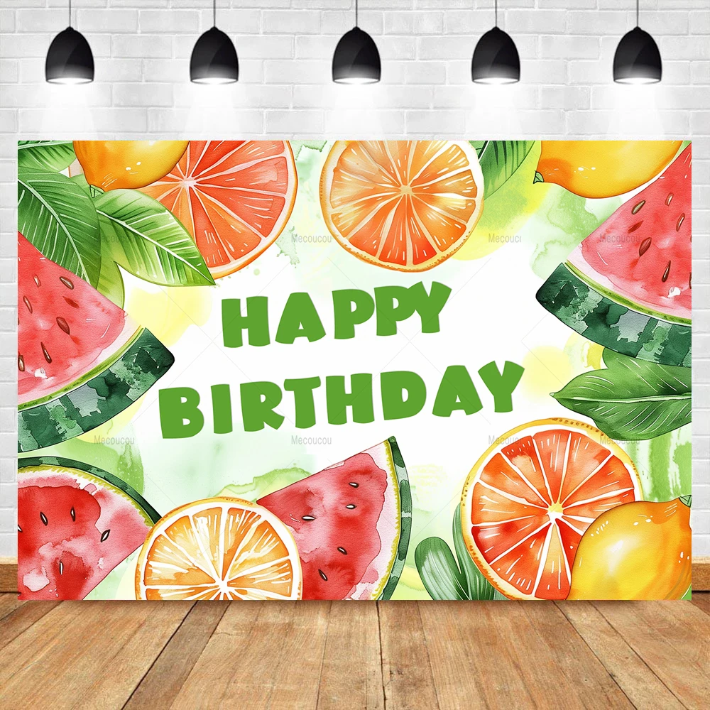 Colorful Fruits Backdrop Ice Strawberry Orange Blueberry Kiwi Custom Background Vegetarian Party Decor Photo Studio Props