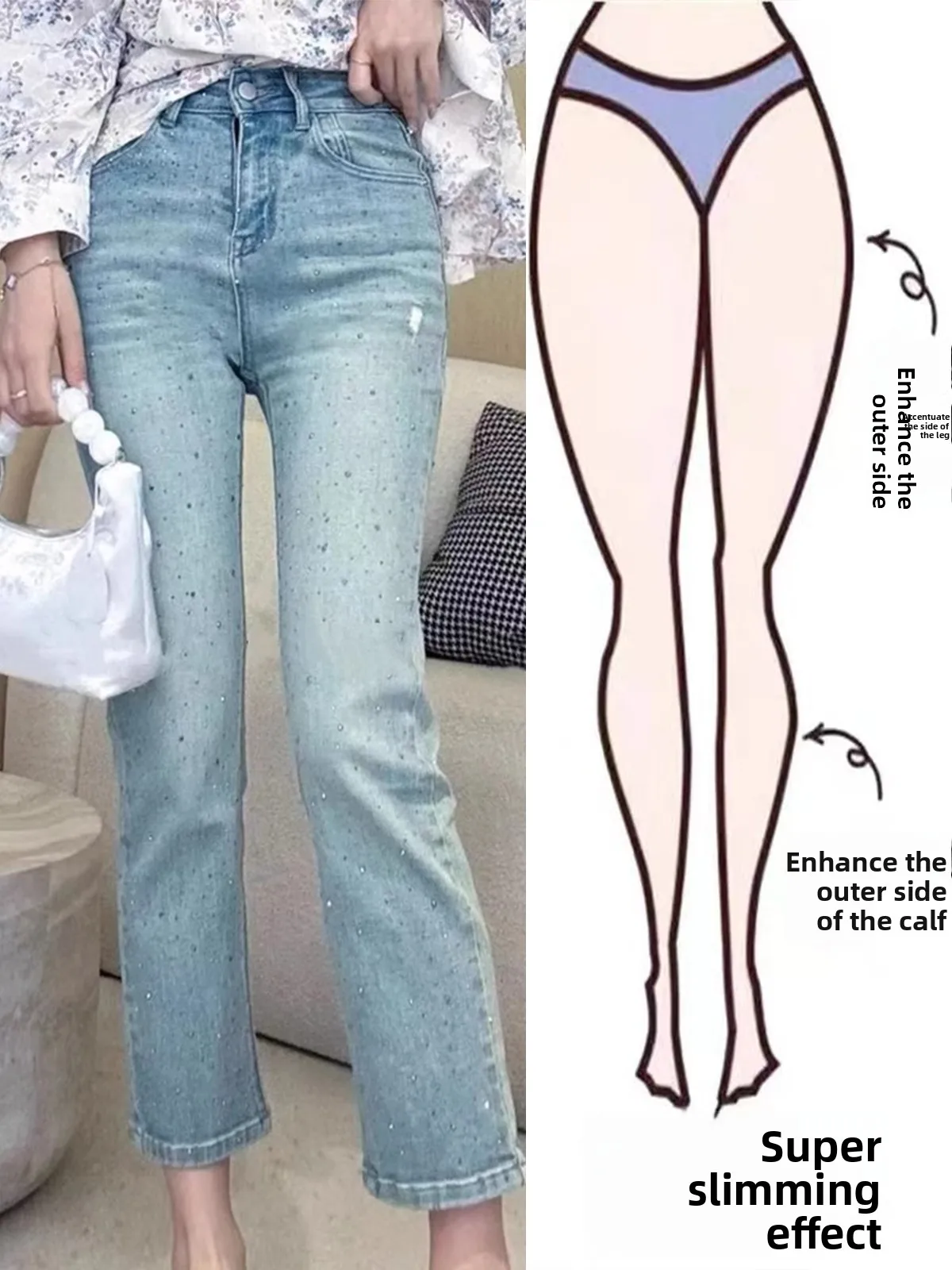 

High Waist Straight Leg Jeans Women's Summer 2024 Slim Fit Versatile Nine-Piece Denim Pants Korean Sle Commute Faion