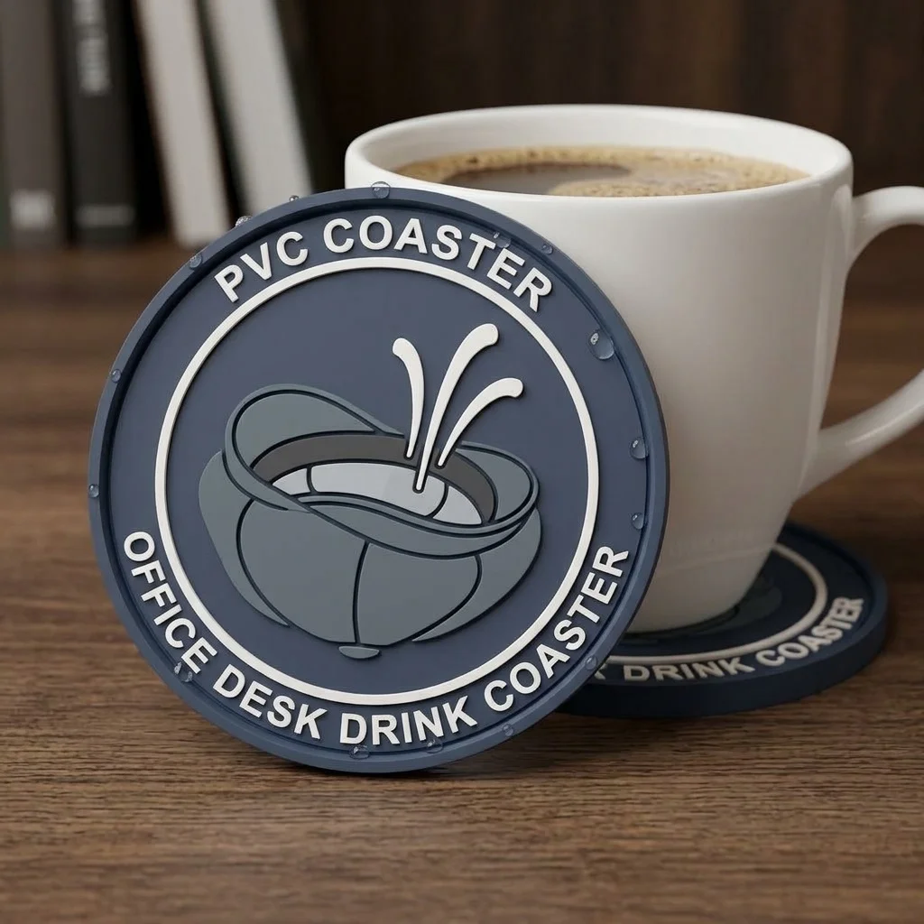 Custom Logo Rubber Drink Coaster Waterproof Anti‑Slip PVC Cup Pad for Coffee Tea Home Party Promotional Gift