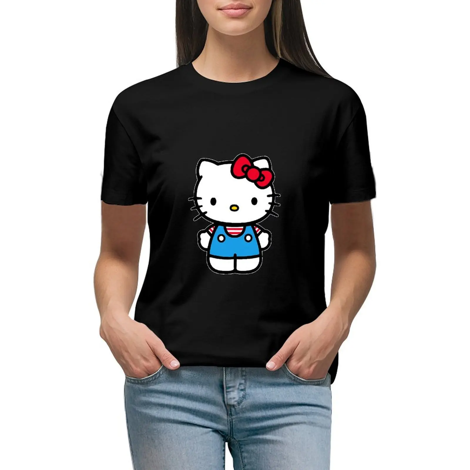 

Модная женская одежда Sanrio Hello футболка Китти Y2k, летние повседневные милые футболки, одежда