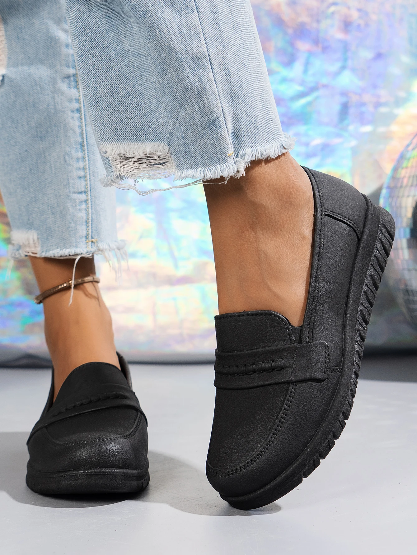 Women's All-Season Casual Simple Everyday Solid Color Eva One-Piece Flat Slip-On Loafers Splash-Proof Fishing Shoes Beach Shoes White Shoes Thick-Soled Shoes