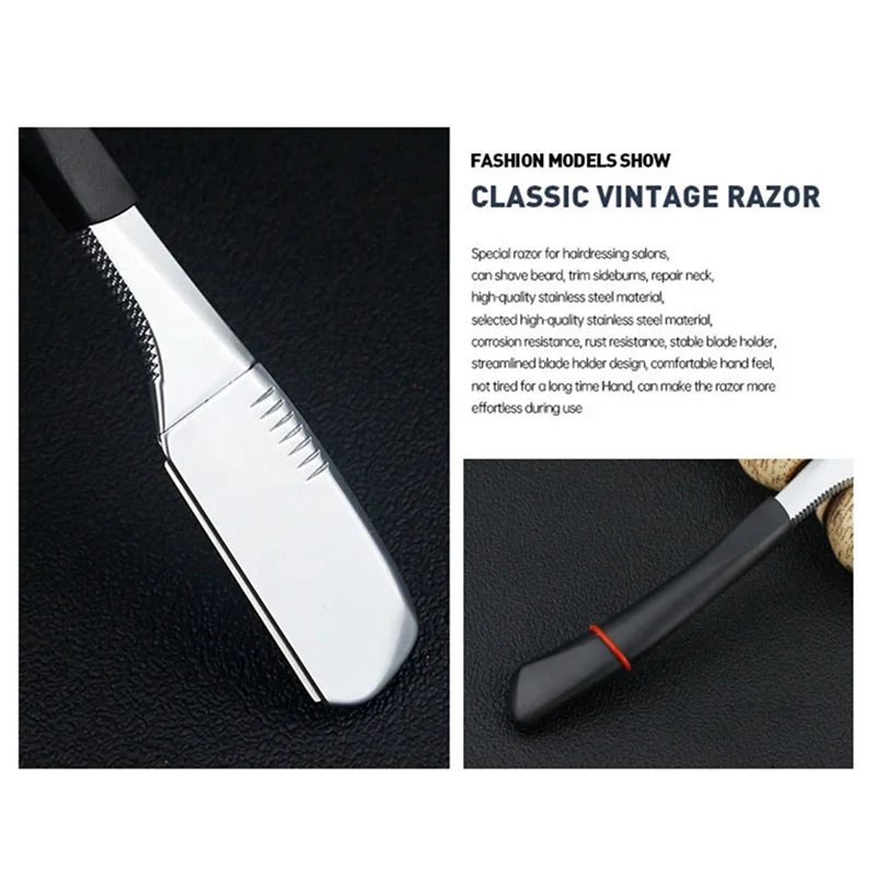 2X palo de afeitar recto para hombres y mujeres, cuchillas de cuchillo de afeitar para peluquero, diseño de primavera, barba, cara, axila, cuerpo-BAAQ
