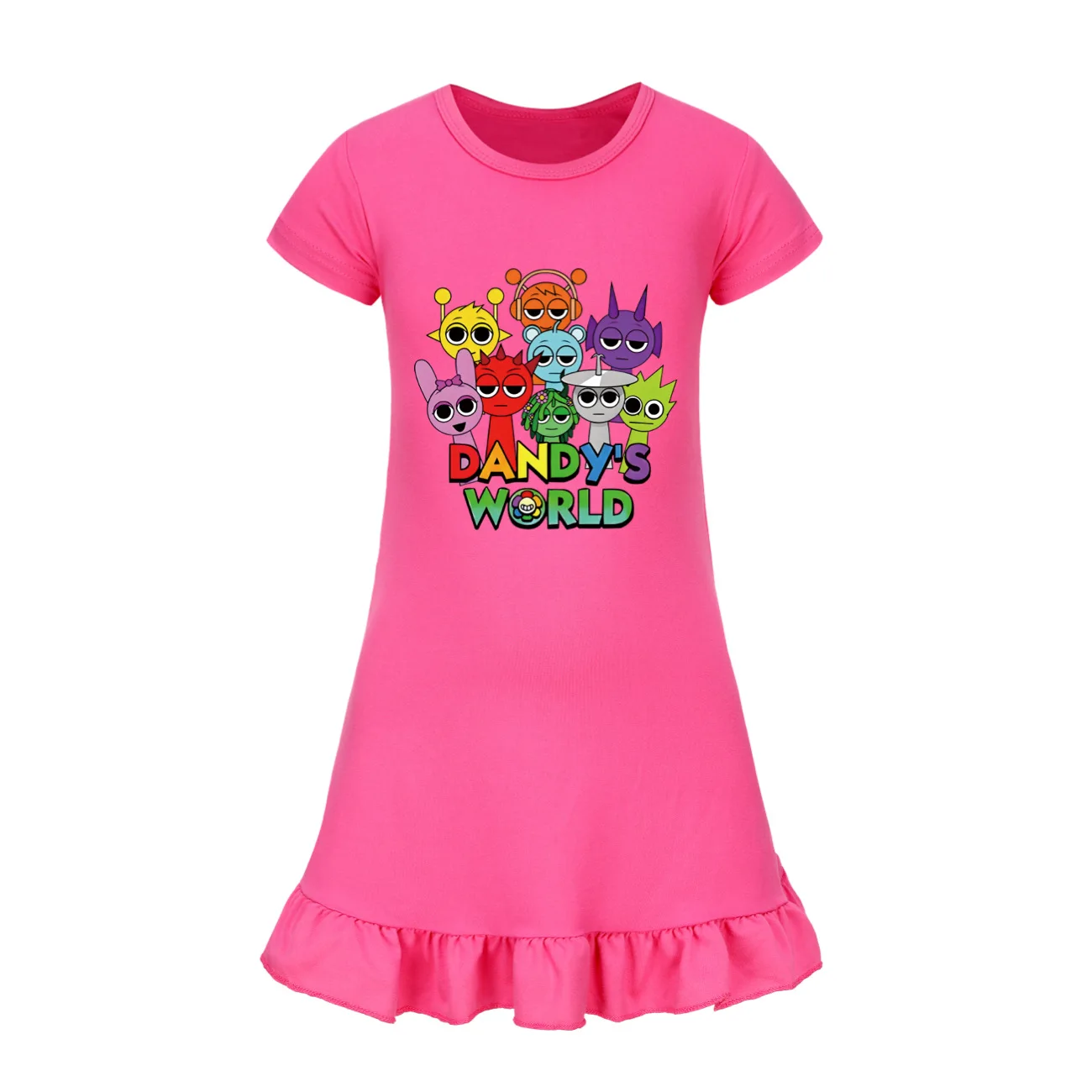 Hot sprunki Child Clothes Kids Summer Horror Game Incredibox Pajamas Dress Baby Girls Short Sleeve Nightgown Cartoon Sleep Wear