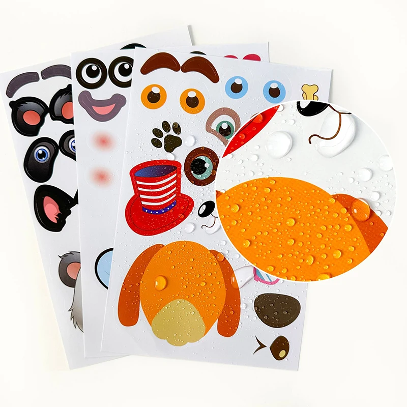 12pcs Make a Face Sticker Animal for Kids Facial Expression DIY Adhesive Stickers Waterproof Puzzle Developmental Toys TMZ