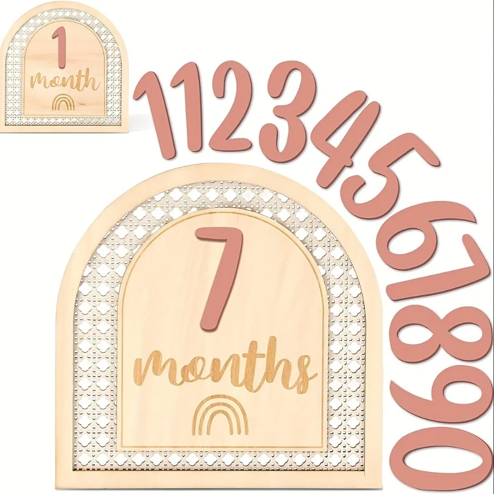 2Pcs Wooden Milestone Cards - Celebrate Baby's First Year and Pregnancy Journey with Adorable Birth Signs, Timeless Photo Props