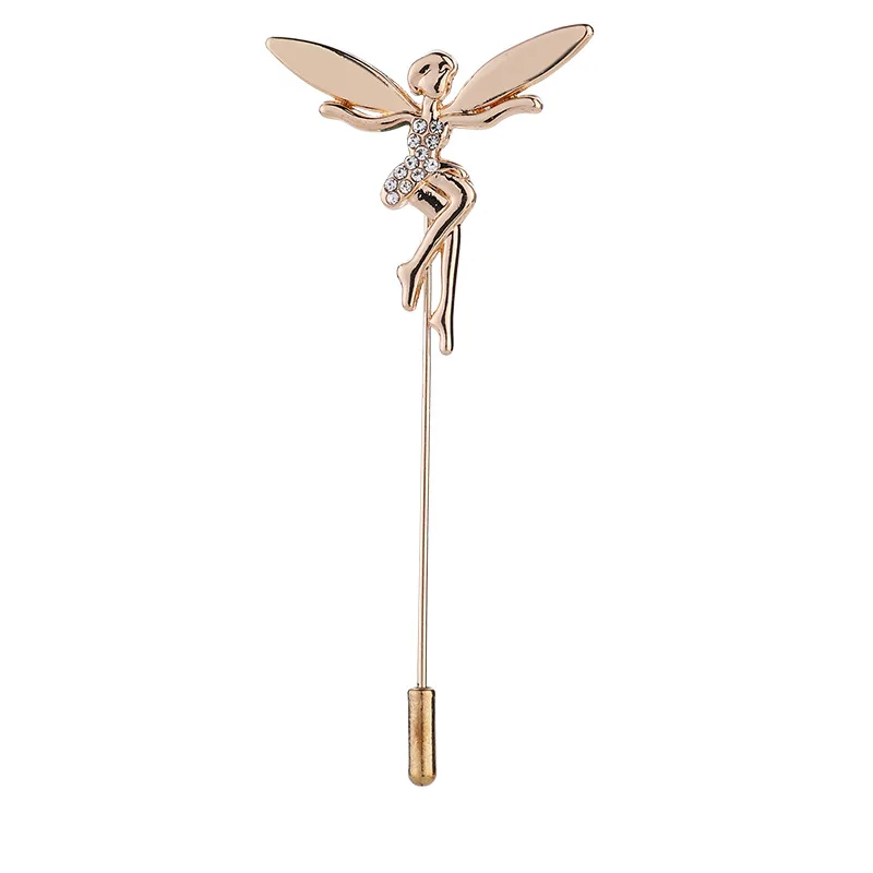 ASLSAW Multi-styles Long Needle Insertion Cap Metal Brooch Pin Suit Shirt Collar Pins Corsage Brooches For Both Men and Women