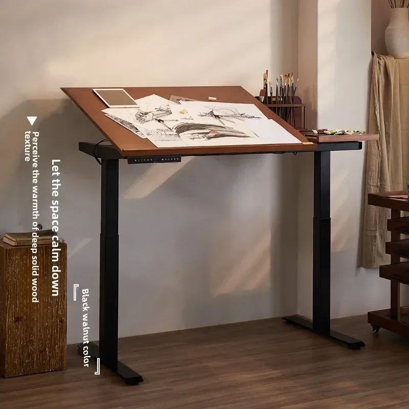 

Electric lifting painting table solid wood art table