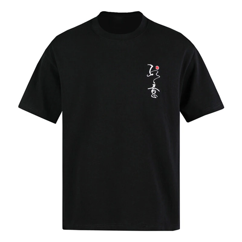 

300GSM Cotton Embroidery T Shirt Men Summer O Neck Short Sleeve T-Shirts Male Casual Solid Loose Hip Hop Streetwear Top Tees