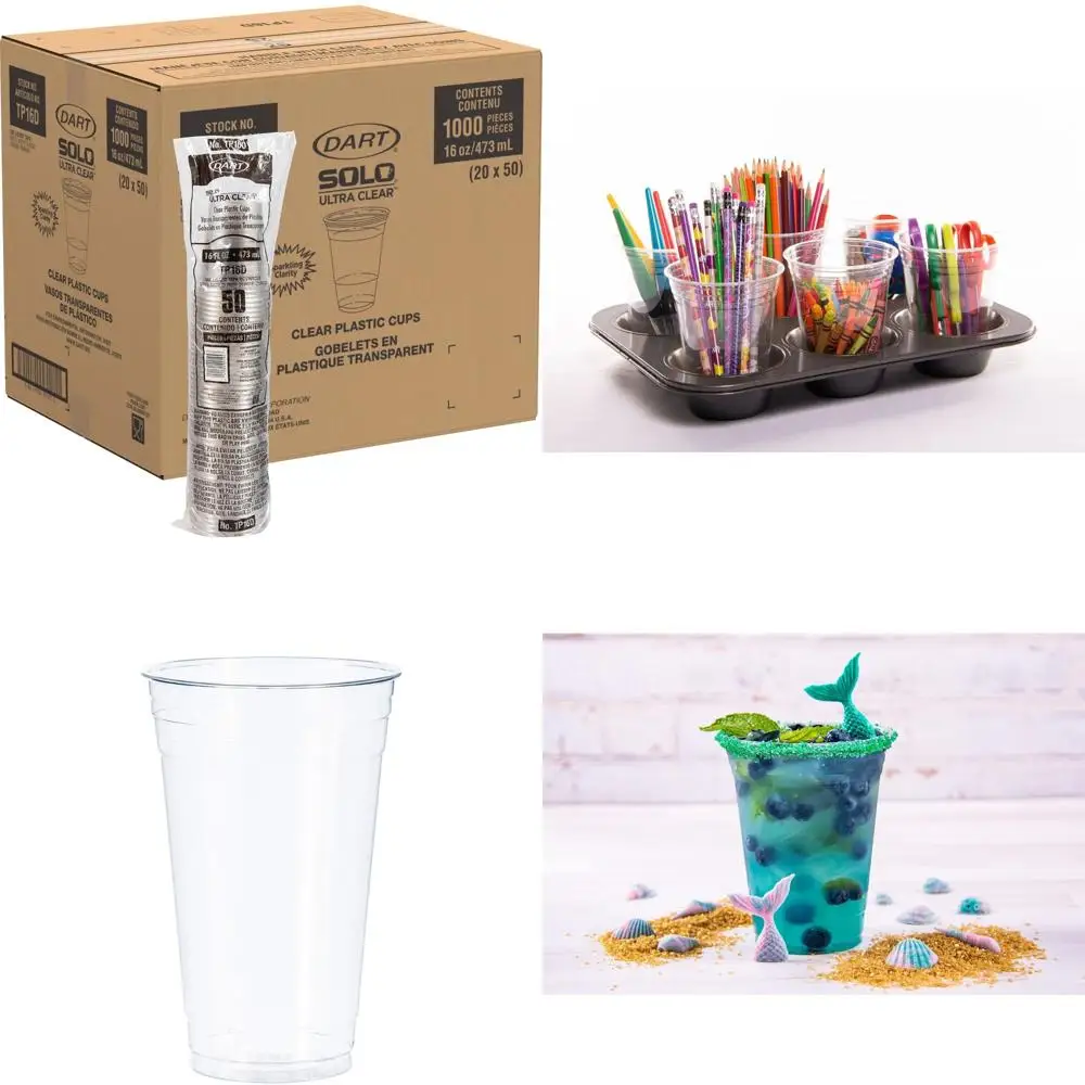 

16 Oz Clear Plastic Cold Cups Bulk Pack of 1000 for Beverage Service