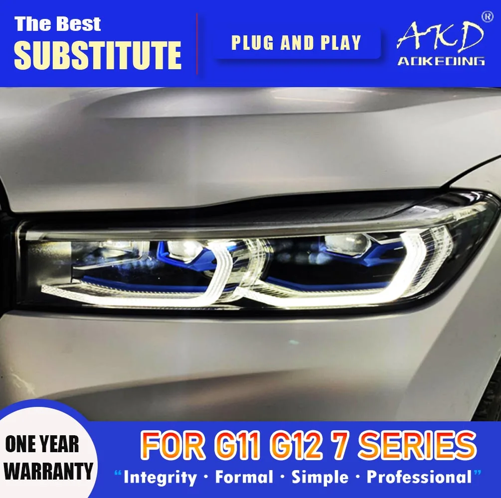 AKD Head Lamp for BMW G12 LED Headlight 2016-2019 Headlights G11 G12 7 Series DRL Turn Signal High Beam Angel Eye Projector Lens