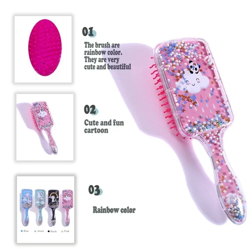 Cartoon Rainbow Unicorn Panda Hair Brush Air Cushion Comb Transparent Massage Hair Comb Plastic Detangling Hair Brush for Girls