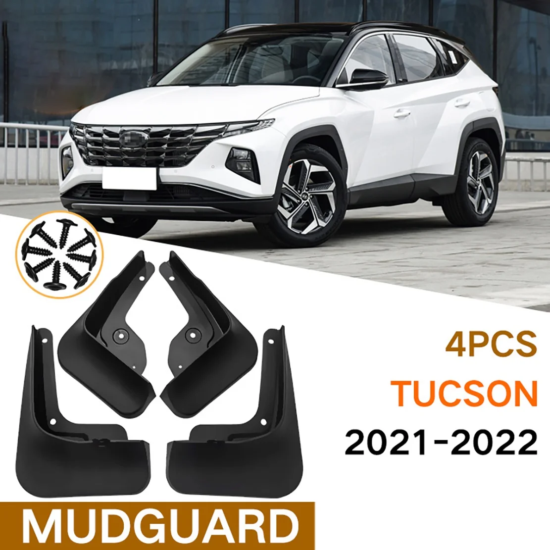 Front Rear Mudguards Kit Mud Flaps Splash Guards Fender Protector No Drilling Necessary for Hyundai Tucson NX4 2021 2022