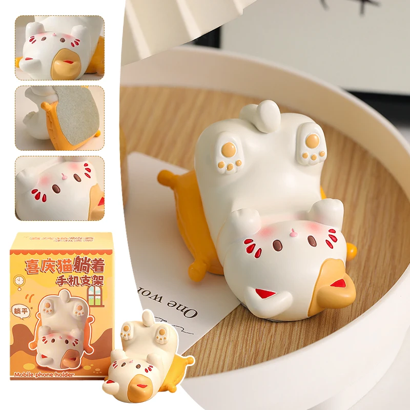 

Cartoon Cat Phone Stand & Glasses Holder Kawaii Cute Desktop Cat Ornament for Office/Home Desk Decor, Creative Gift