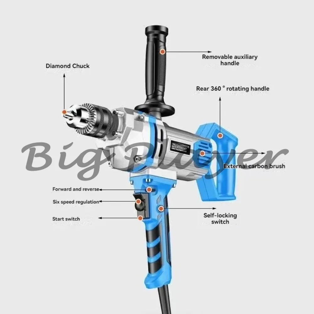 

Professional Electric Mixing Drill - Portable Paddle Mixer with High Torque for Mixing Concrete and Mud