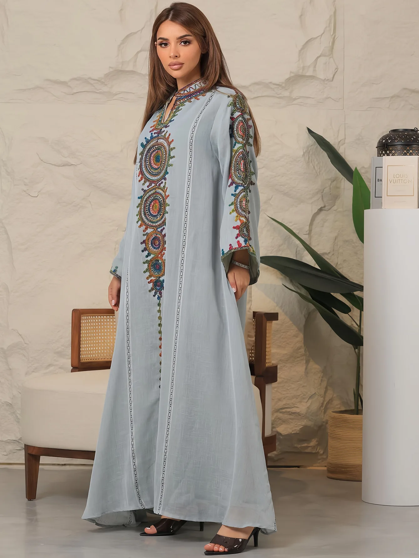 

Eid Muslim Party Dress for Women Abaya Emboridery Jalabiya Morocco Dresses Abayas Kaftan Abaya Islam Vestidos Arab Long Robe New