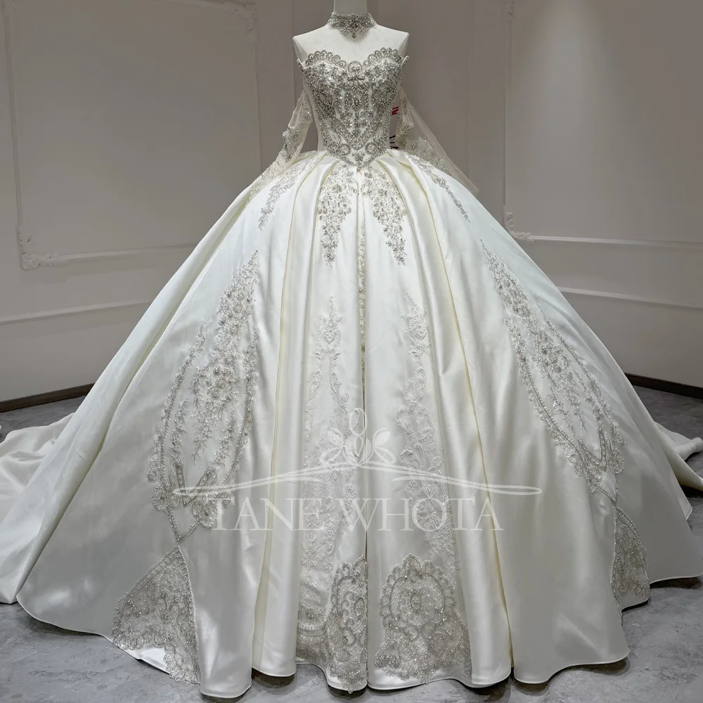 

Customizable Princess Wedding Dress Sweetheart Long Sleeve Lace-Up Back Pearl Beaded Embroidered Gown Abito Sposa 2026