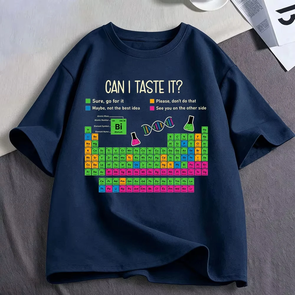 Can I Lick It Periodic Table Chart Science Teacher Funny Meme T Shirt Men's Women Fashion Cotton Oversized Short Sleeve T-shirts
